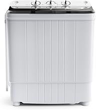 Twin Tub Washing Machine, 10.5/8.5/4.5KG Portable Washer and Spin Dryer with Timer Control, Compact Washer for Camping Dorm Caravan RV, 7.5/6.5/3.5KG Washing 3/2/1KG Drying (4.5KG, Black)