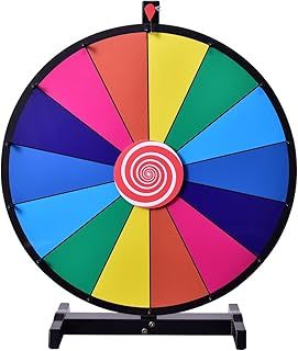 GYMAX 18"/24" Color Prize Wheel 14 Slots Dry Eraser Trade Show Fortune Win Colorful Spin Party Pub Tradeshow Game (24" Tabletop)