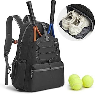 G4Free Tennis Bag, Tennis Backpack for Women Men, Large Pickleball Bag, Holds 4 Rackets with Shoe Compartment