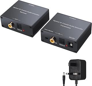 PROZOR Digital Audio Extender - Optical Coax Ethernet Over Cat5e/6 (PoC) Up to 500ft/150m Audio Over Ethernet Adapter Support Dolby5.1 DTS PCM for Sound Engineering Home Theater Broadcast Systems