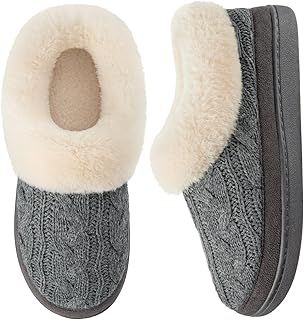 VeraCosy Ladies' Warm Knitted Faux Suede Memory Foam Moc Slippers