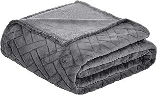 Amazon Basics Fleece throw Blanket embossed - Grey, 220 x 240 cm