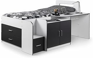 Julian Bowen Cookie Cabin Bed , White/Charcoal, Single