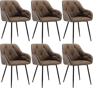 WOLTU Set of 2 Dining Chairs Kitchen Chairs Upholstered Living Room Chairs with Backrest, Armrests, Metal Legs, Ergonomic Chairs for Lounge, Office, Dressing Table Chairs, Faux Leather, Dark Brown