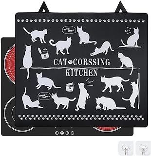 Induction Hob Cover 62x53cm, Electric Stove Protector Mat, Fireproof and Waterproof Heat-Resistant Prevents Scratches Ceramic Glass Cooktop Cover, Multifunctional Silicone Cooker Mats (C)