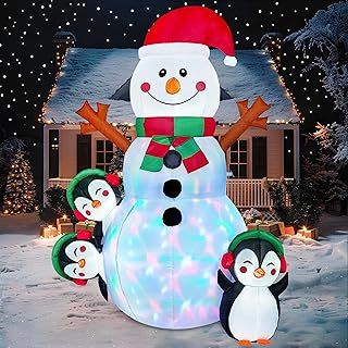 Joiedomi 6 FT Christmas Snowman Inflatable Outdoor Decoration, Snowman Blow Up Inflatables for Xmas Party, Shinny for Party Indoor, Outdoor, Yard, Garden, Lawn (Shinny Snowman)