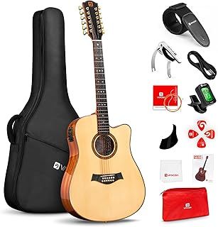 Advanced 12 String Guitar - Full Size Twelve String Acoustic Electric Guitar Set, Spruce Top, Built-in Tuner, Glossy Natural