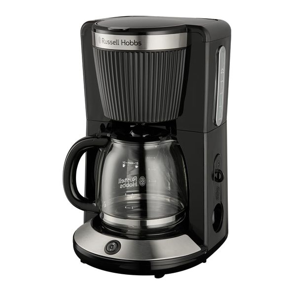 Russell Hobbs Filter Coffee Maker [1.25L, 1100W] Brontë Black (WhirlTech Technology, Drip stop, Keep Warm, Glass carafe, Water window, Pause & pouring function, Brew now button, Lighting) 26780-56