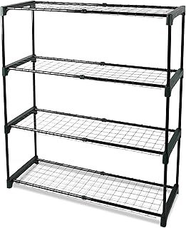 DIVCHI 4-Tier Garden Storage Shelves | Shelving Unit | Greenhouse Shelf | Shed Rack | Plant Racks | Garage Racking | Green House Staging - Easy No Tool Assembly (Pack Of 1) (Flower Pots Not Included)