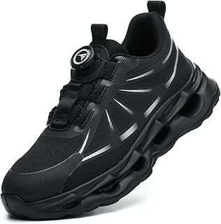 VAVOBIS Safety Trainers Men Womens Steel Toe Cap Trainers Non Slip Safety Shoes Lightweight Work Trainers Puncture Proof Work Shoes with Swivel Buckle Shoelaces
