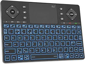 Rii K16 Bluetooth Keyboard with Touchpad, Rechargeable Wireless Keyboard with RGB Backlit, Multimedia Keyboard for Tablet, iPad, PC, HTPC, Smart TV, Projector, Android TV, Laptop, UK Layout