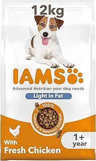 IAMS Low Fat Complete Dry Dog Food for Adult and Senior Dogs with Chicken 12 kg (Pack of 1)