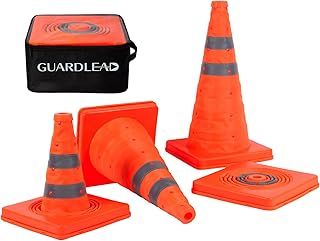 18'' inch Collapsible Traffic Safety Cones, 4 pcs Multi Purpose Pop-up Cones with Reflective Collar for Road Parking, Driving Practice
