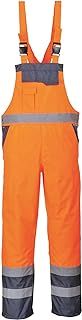 Portwest S488 Men's Hi Vis Bib and Brace Work Overalls - Waterproof Breathable Contrast Rain Dungarees