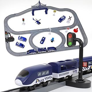 XIAPIATrain Set Toys for 3 Year Old Boys Girls, 73Pcs Train Track with Traffic Light Accessories for 3 Year Old Boy Girl Gifts Presents For Christmas Xmas New Year