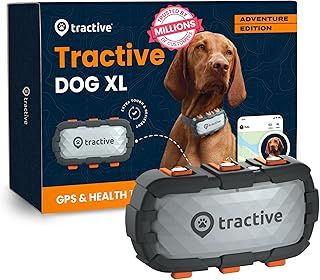Tractive GPS Dog Tracker XL Adventure, Bite-Proof Fiberglass Casing, Up To 1 Month Battery, Market leader, Worldwide real-time location tracking, Escape Alerts, Monitor Activity, Health Alerts