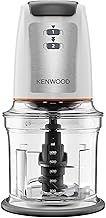 Kenwood Easy Chop Chopper, 0.5L Bowl, 2 Speeds, Quad Blade System, Anti-Slip Ring for Food Chopper Stability, 500W, CHP61.100WH, Dishwasher Safe, White