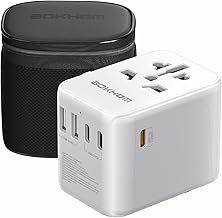 Worldwide Travel Adapter with USB C PD 30W Fast Charging, Travel Plug Adapter (3 USB C 2 USB-A) Universal Socket Dual 10A Fuses All In One International Travel Adapter - EU UK US AU Plugs
