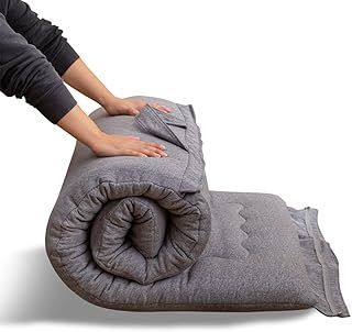 MAXYOYO Portable Foldable Futon Mattress, Hypoallergenic Fabric and High-Density Foam Mattress Pad with Handle and Zipper for Outdoor Indoor Camping Guest Car (Gray, 71x190cm)