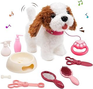 Ark Miido Walking Dog Toy with Remote Control - Interactive Plush Pets Puppy Toy with Walking, Barking, Singing, Shaking Tail, Pretend Dress Up for Boys & Girls