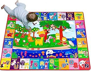 teytoy Baby Play Mat, Large Baby Mats for Floor Play Cotton Playmat for Toddlers Crawling Super Soft Thick (0.6cm), Foldable Non-Slip ABC Rug for Learning Animals