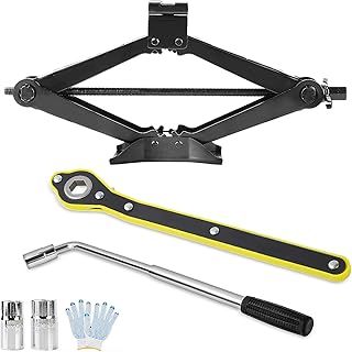 Holdfiturn 2.5T Car Scissor Jack Trolley Jack with Hand Crank 360° Activity Head and Wrench Car Jack Ratchet Wrench for Auto SUV