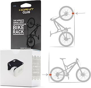 Hornit CLUG Bike Clip - Bicycle Rack Storage System for Home, Garage, or Outdoor Cycle Mount and Wall Mounted Stand (MTB, White/Orange)
