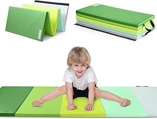 5-Panel Folding Gymnastics Tumbling Mat with Carrying Handles 195 x 75 x 2.8, Thick Exercise Mat, Foldable Tumbling Mat for Kids, Padding for MMA, Gymnastics, Activity Play and Home Gym