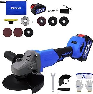 21V Brushless Cordless 115mm Angle Grinder,10000rpm, with 3.0Ah Lithium-ion Battery and Fast Charger,Cutting &Grinding Wheels,Gloves,Goggles