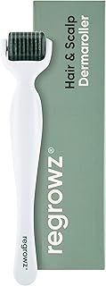 Regrowz Derma Roller for Hair Growth 0.3mm - 192 Titanium Needles - Multi Functional Microneedling Roller for Men and Women - Beard Roller & Derma Roller Hair Growth Men & Women