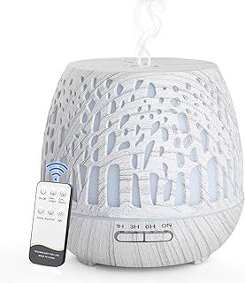 Simpeak 400ml Essential Oil Diffuser, BPA Free Electric Aroma Diffuser with Remote Control & Auto Shut-Off, Aromatherapy Humidifier with Variable Color LED Light & 3 Timing Mode
