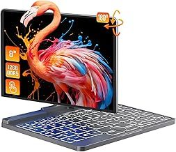 UDKED 8 Inch 2 in 1 Mini Laptop Computer All metal Touch Screen Windows 11 Notebook PC,12th Gen Celeron N100,12G DDR5,Light Laptop,WiFi 6,Bluetooth 5.2,G-Sensor,2MP Web,RJ45 (12G+256G DDR5)