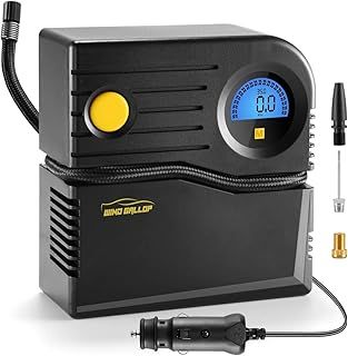 Car Tyre Inflator Air Compressor Car Tyre Pump 12v Electric Tyre Pumps for Cars Air Pump with Tyre Pressure Gauge and Inflator Small Car Pumps for Tyres Valve Adaptors (Blue)