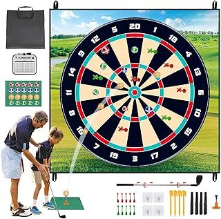 Golf Chipping Game Set, Sticky Golf/Dart Practice Hitting Mats for Indoor Outdoor Kids Adults, Golf Training Aid Equipment with 20 Golf Balls and 10 Darts, Suitable for Golf Lovers and Beginners