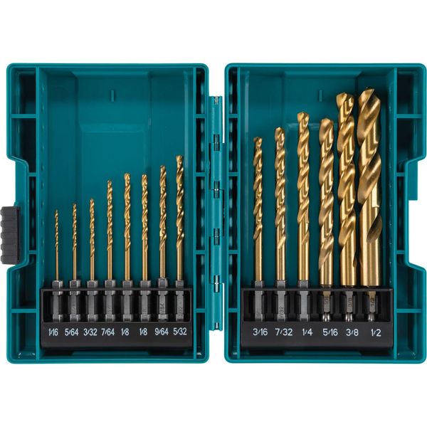 Makita B-65399 Impact Gold 14 Pc. Titanium Drill Bit Set, 1/4" Hex Shank