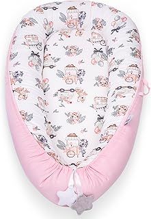 YGJT Baby Nest Pod for Newborn, Baby Lounger for 0-12 Months Boys Girls, 100% Cotton Baby Sleep Nest, Baby Essentials for Newborn, Baby Gifts (Lovely Deer Pink)