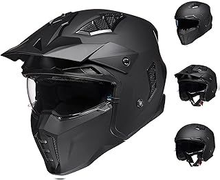 Motocross Helmets Motorcycle 3/4 Half Helmet Open-Face for Men and Women Vintage Retro with Visor for Moped ATV Cruiser Scooter ECE Model Z302,Matte Black, L