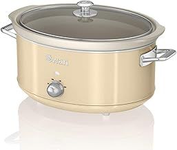 Swan SF17031CN Retro Slow Cooker with 3 Temperature Settings, Keep Warm Function, 6.5L, 320W, Retro Cream