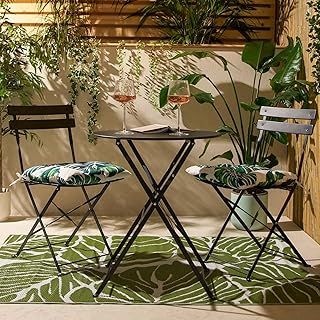 OHS Garden Bistro Sets Black, Metal Outdoor Table Garden Chairs Set of 2 Patio Furniture Sets for Balcony Summer BBQ Conservatory, 3 Piece Folding Table Chairs