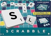 Mattel Games Scrabble Board Game, Family Word Game with Two Ways to Play, includes 50 Goal Cards that Teach Scrabble Basics for 2-4 Players, UK Version, HWD43