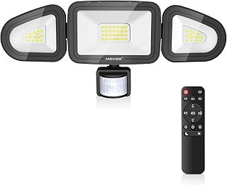 MEIKEE 42W Security Lights Outdoor Motion Sensor 3600LM 6500K Daylight White PIR Floodlights Outdoor 4 Modes Timing with Remote Control IP66 Waterproof 180° Adjustable for Garden Garage Doorways