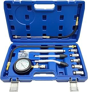 ZKTOOL Automotive Engine Compression Tester Kit, 11PCS 0-300 PSI / 0-20 Bar, Compatible for All Vehicles and Motorcycles, Cylinder Leak Detector, Manometer