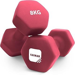 Neoprene Dumbbells with Anti-Slip Grip,Hex Edges,Water-Resistant Surface & Workout Poster-Weight Set for Home, Gym & Fitness (1kg 2kg 3kg 4kg 5kg 6kg 8kg 10kg)
