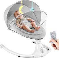 Electric Baby Swing Chair, Baby Bouncer Chair with Bluetooth Music Player & Remote Control & 4 Speeds & 4 Timers, Removable Seat Cushion for All Seasons