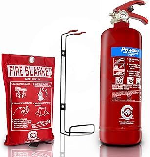 FSS UK 2 KG ABC Dry Powder FIRE Extinguisher with CE Marked FIRE Blanket. Ideal for Homes Kitchens Workplace WORKSHOPS Offices Warehouses GARAGES