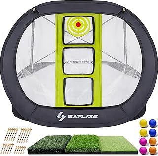 SAPLIZE Golf Chipping Net, Strongly Stable Pop Up X-Shaped Golfing Target Net for Indoor/Outdoor/Backyard Accuracy and Swing Practice, Portable Golf Training Net