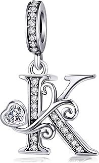 Silver Letter Charm Fit for Pandora Charms Bracelet Alphabet Initial Dangle Charms Jewelry Gifts for Women