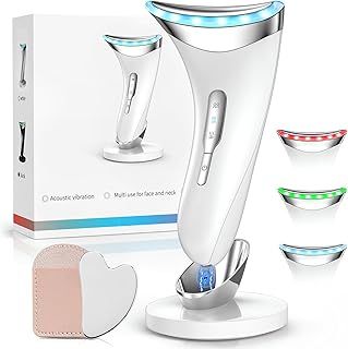 Face Massager,Face Lifting Device True Beauty Glow Facial Massager Red Light Therapy Face & Neck Lift Firming 3 Led Modes Face Sculpting Device For Skin Care With Base,Guasha Tool