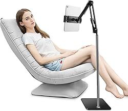 Tablet Floor Stand, 360° Flexible Rotation Stand with Heavy Duty Base, Adjustable Tablet Mount for Bed, Holder for Kindle/Switch/Phone or Other 4.5"-12.9" Devices