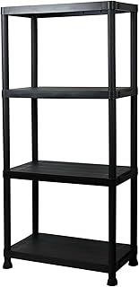 DMD® | 3/4/5 Tier Heavy Duty Shelving Unit, Plastic Storage Shelving Unit, Garage Storage Rack, 80kg Max Capacity, Unit Staorage Organiser, Ideal for Warehouse, Garage, Shed, Shoerack (4-Tier)